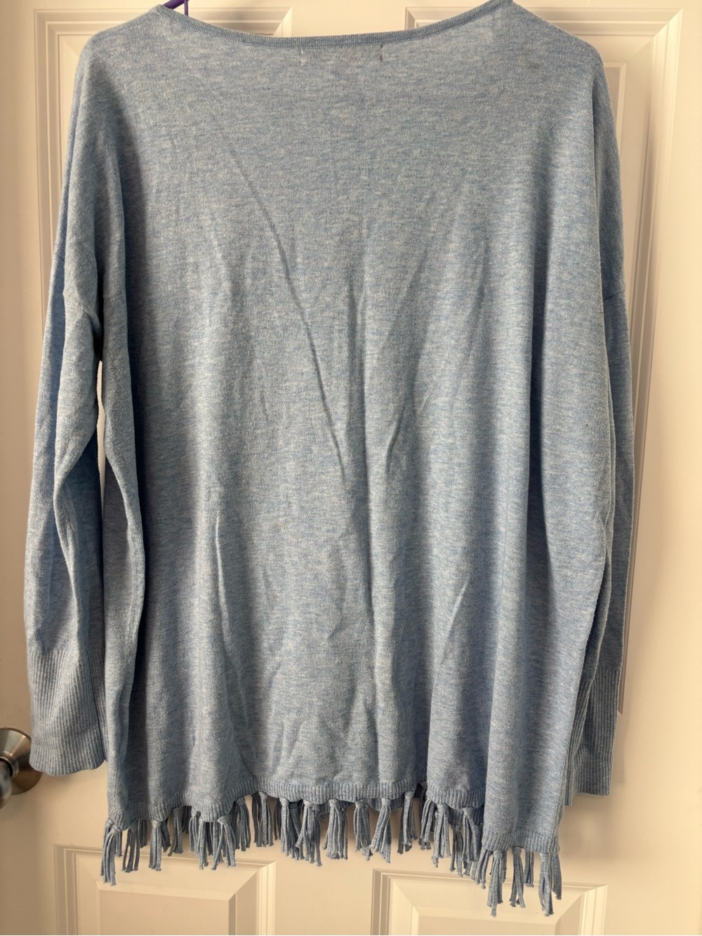 Lilly Pulitzer Emberly Sweater Light Blue Fringe Boxy Size Large VGUC! - Picture 4 of 6